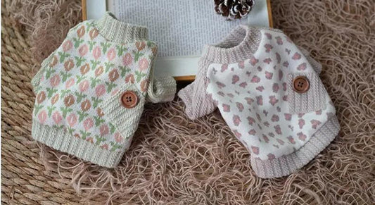 Leopard and Flower Dog Sweater